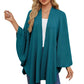 Autumn Women's Elegant Shawl Wraps Soft Open Front Poncho Sweater