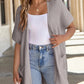 2025 New Women's Short Sleeve Pleated Lightweight Open Front Cardigan