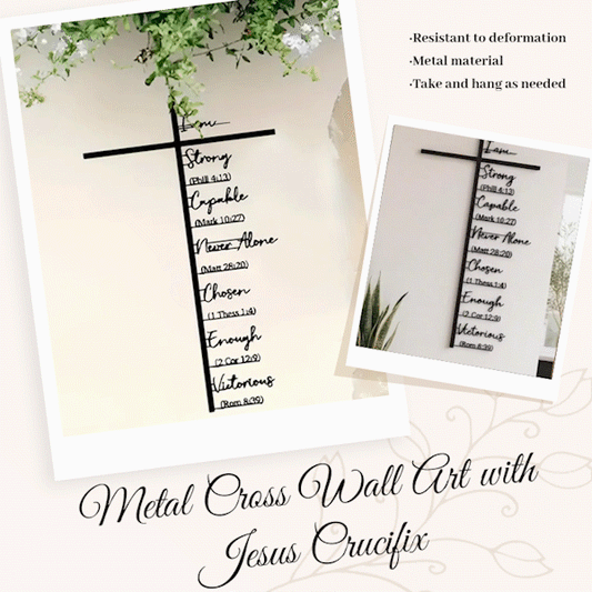 Metal Cross Wall Art with Jesus Crucifix