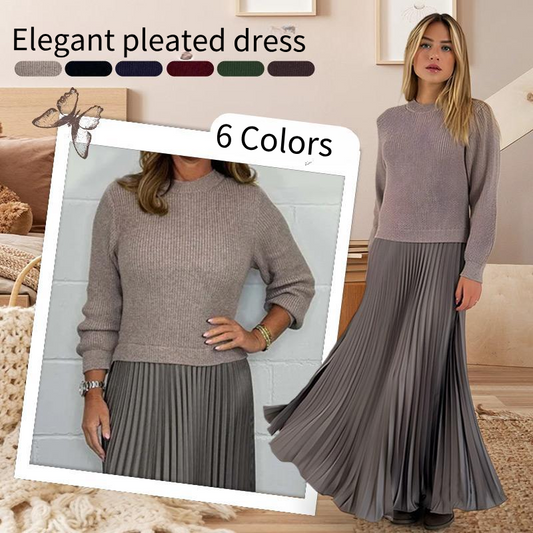 🔥Black Friday Promotion 50%OFF🔥Women's solid color high elastic Pleated Bottom Dress