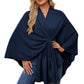 Autumn Women's Elegant Shawl Wraps Soft Open Front Poncho Sweater