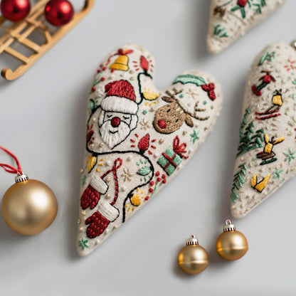 🎅Best Christmas Gift💖DIY Heart Shaped Hand Embroidered Christmas Ornament/Ornament Kit
