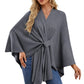 Autumn Women's Elegant Shawl Wraps Soft Open Front Poncho Sweater