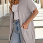 2025 New Women's Short Sleeve Pleated Lightweight Open Front Cardigan