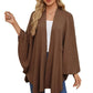 Autumn Women's Elegant Shawl Wraps Soft Open Front Poncho Sweater