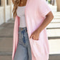 2025 New Women's Short Sleeve Pleated Lightweight Open Front Cardigan