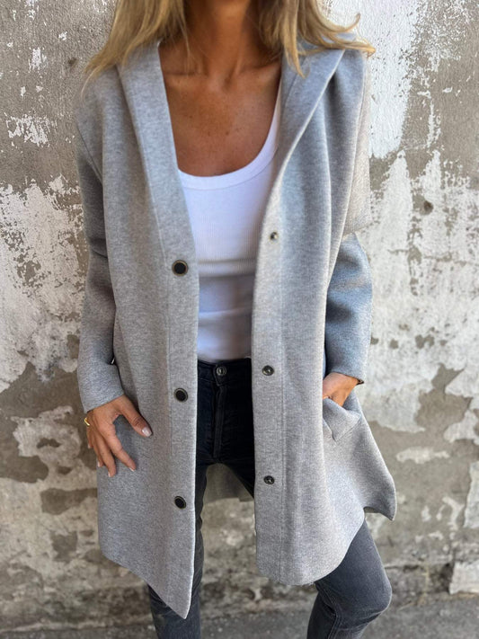 NEW🔥🔥Women Casual Single Breasted Hooded Jacket