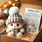 Mini Bunny Hug – Plush Easter Bunny with Knitted Hat & Pom-Pom, Pocket Emotional Support Rabbit w/ Gift Box & Card