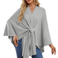 Autumn Women's Elegant Shawl Wraps Soft Open Front Poncho Sweater