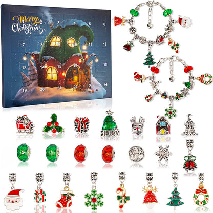 🎅Christmas Gift idea 50% OFF 🎁24-Day Christmas Bracelet Advent Calendar – DIY Jewelry-Making Kit for Girls