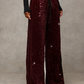 🎅LAST DAY SALE 50% OFF💖Women's Sequin Sparkle Wide Leg Pants with Elastic Waistband