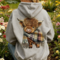 🎄🎅CHRISTMAS SALE 50% OFF!!🎁Cute Highland Cow Cozy Fleece-Lined Hooded Sweatshirt🦬