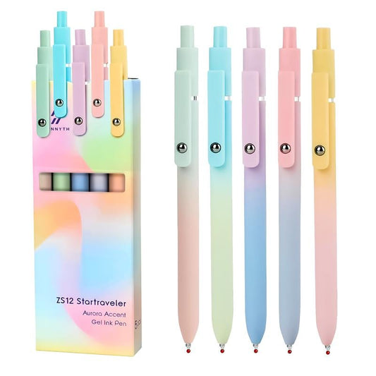 🌈5PCS Rainbow Minimalist Press Type Quick Drying Carbon Gel Pens