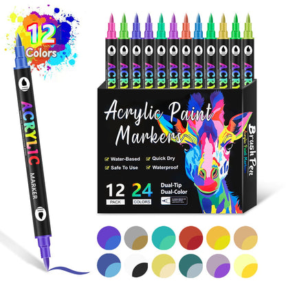 🎨Last Day 🔥 Dual Tip Acrylic Paint Pen Marker - 24/48/72/120 Colors