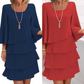 Women's Tiered Ruffle Dress with Flared Sleeves