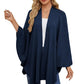 Autumn Women's Elegant Shawl Wraps Soft Open Front Poncho Sweater