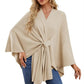 Autumn Women's Elegant Shawl Wraps Soft Open Front Poncho Sweater