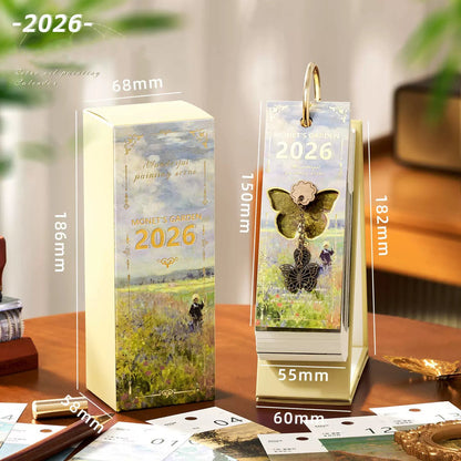 🎨 2026 Vintage European Style Oil Painting Flip Calendar