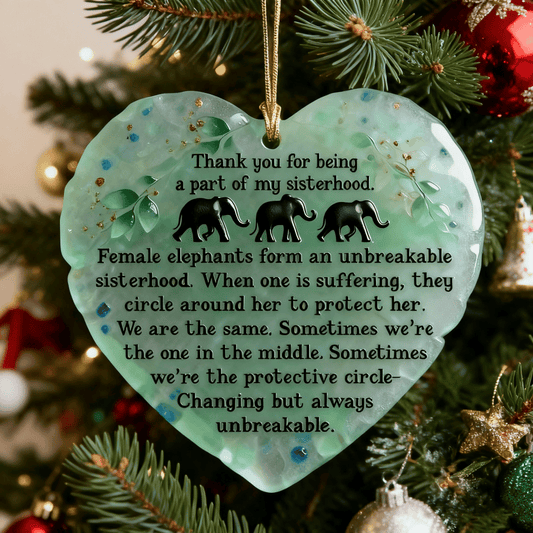 🐘💝Heartfelt Elephant Sisterhood Keepsake - Heart Ornament