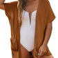 2025 New Women's Short Sleeve Pleated Lightweight Open Front Cardigan