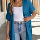 2025 New Women's Short Sleeve Pleated Lightweight Open Front Cardigan