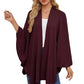 Autumn Women's Elegant Shawl Wraps Soft Open Front Poncho Sweater
