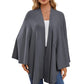 Autumn Women's Elegant Shawl Wraps Soft Open Front Poncho Sweater
