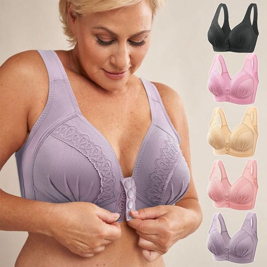 🌸Hot Sale 50% OFF🎁2025 Front Button Breathable Skin-Friendly Cotton Bra