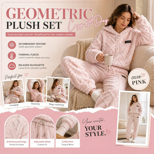 ⏳LAST DAY SALE ONLY ￡22.99!!🔥🍂 Embossed Geometric Plush Set – Timeless Comfort & Effortless Style For Every Occasion