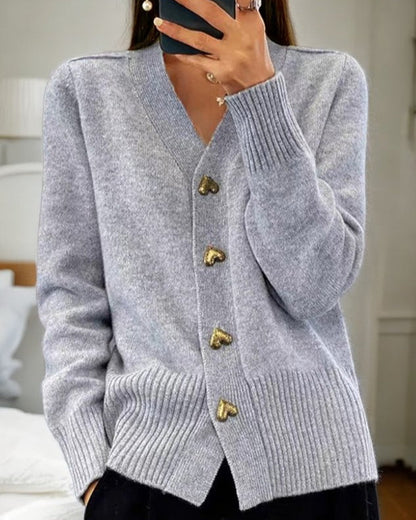 Lurevienne | Soft Cardigan With Heart Buttons
