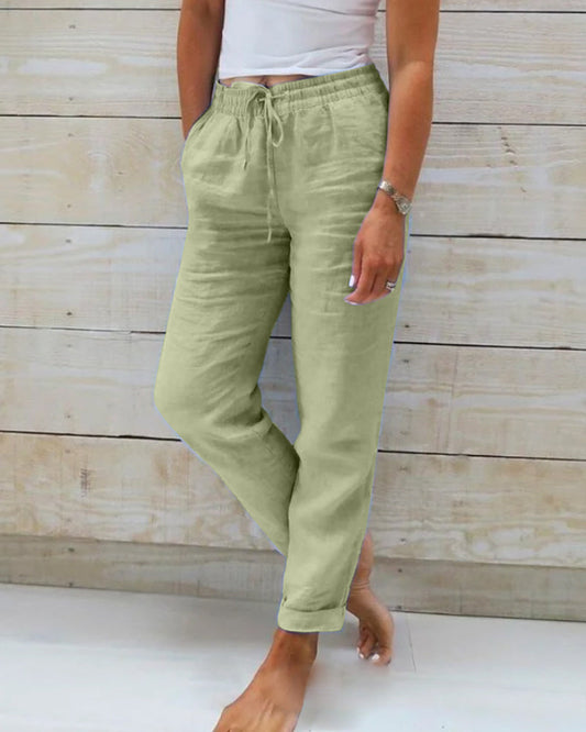 🌸LAST DAY SPECIAL PRICE: ￡11.99!!🌸Women's  Elastic Waist Cotton Linen Wide Leg Pants