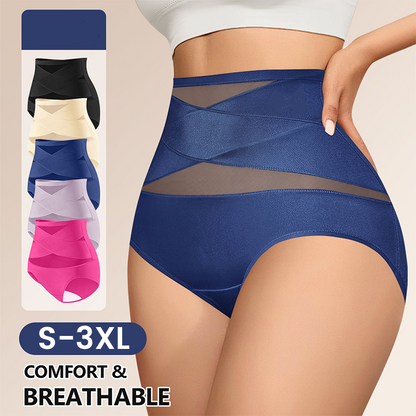 🌸Last Day-Buy 1 Get 3 Packs✨Plus-Size High-Waist Cross Tummy Control Panties ✨