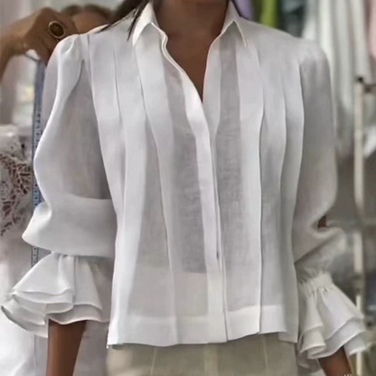 ☀️Summer Hot Sale 50% OFF🌼Graceful Ruffle Sleeve Shirt With Pleats