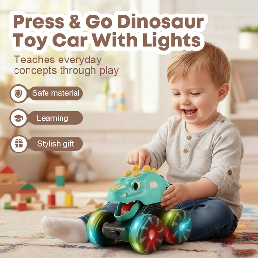🎅LAST DAY SPECIAL PRICE: Only £8.99! 🔥Press & Go Dinosaur Toy Car With Lights🦖