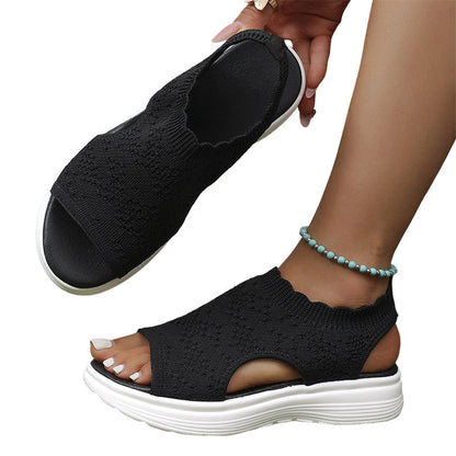 ⏳2026 Summer Hot Sale 70% OFF🎁Women’s Knit Platform Sandals – Lightweight, Breathable & Arch-Supported 🏝️☁️  Cushioned Memory Foam Footbed • Non-Slip Sole • All-Day Comfort for Summer Walks, Holidays & City Days 🎁🇬🇧