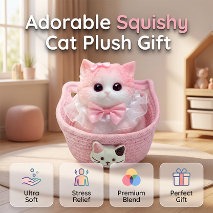 📢📢50%  OFF !! ⏰🐱 Squishy Cat Plush Toy – Soft Slow-Rebound Stress Relief Companion