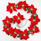 🎁🎄Christmas Sale 49% OFF!😍 Poinsettia Flower String Lights – 2M Warm LED Garland with Red Flowers & Holly Leaves– USB Plug Version