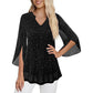💎Surprise Price ￡13.99‼️🎇Women's Sparkly Split Flare Sleeve Top Limited Sale｜Elegant Split Flare Sleeve Glitter Top for Club & Date Nights💃