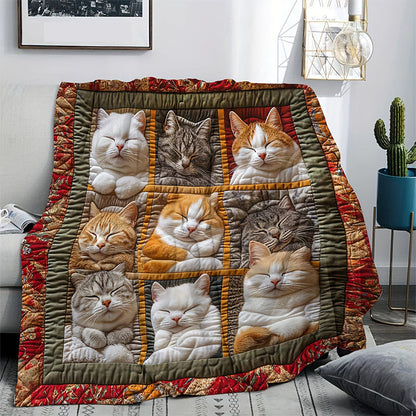 ⏳ LAST DAY SALE: £12.99!! 🐱💤 Cozy 9‑Panel Sleeping Cats Blanket – Ultra‑Soft Flannel, Reversible Design, Perfect for Sofa, Bed & Travel 🌙✨