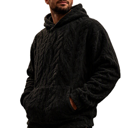 ⏳LAST DAY SALE ONLY ￡16.99!!✨Men's Winter Fleece Lined Hoodie Jacquard Pattern Long Sleeve Pullover Sweatshirt for Casual Outdoor Wear✨