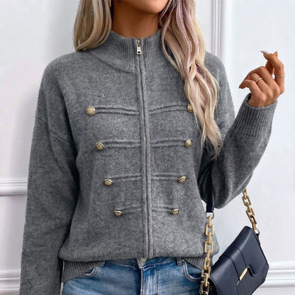 ⏳LAST DAY SALE ONLY￡21.99!🔥✨ Effortless Elegance | Women's Casual Double Zipper Sweater Jacket