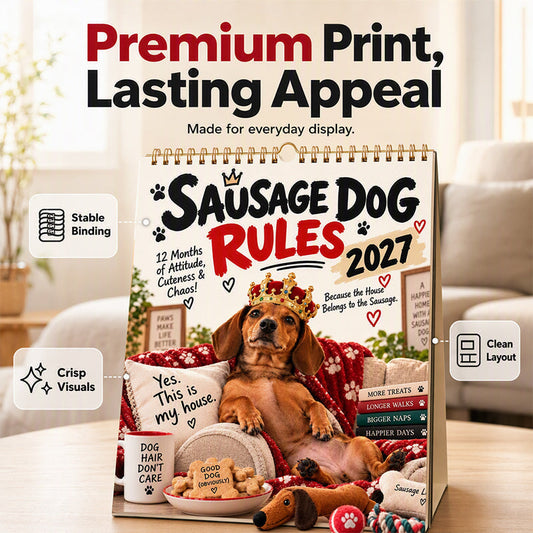 ⏳LAST DAY SALE ONLY ￡6.99!!✨💞50K+ SOLD! 🌸 50% OFF NOW! 🌸2027 Playful Dachshund Calendar