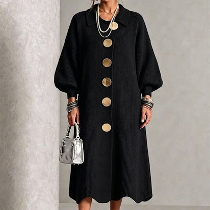 🍂Autumn Hot Sale 59% OFF🔥✨Women's Lantern Sleeve Ribbed Knit Maxi Dress