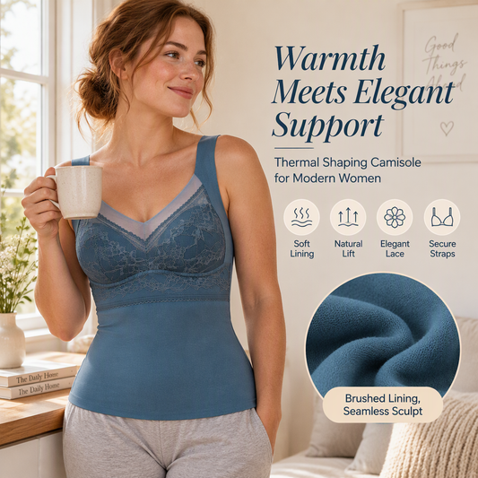 🏆🔥Only £9.99 Last Day Promotion!🎁✨Thermal Camisole with Built-In Bra – Slim Fit, Warm & Supportive